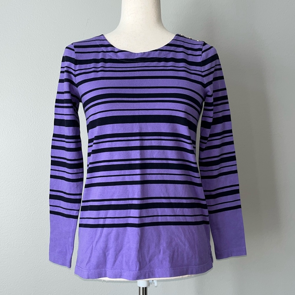 TALBOTS striped cotton top / purple / size SP